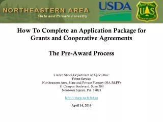 How To Complete an Application Package for Grants and Cooperative Agreements The Pre-Award Process