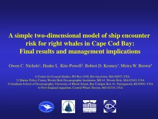A simple two-dimensional model of ship encounter  risk for right whales in Cape Cod Bay: