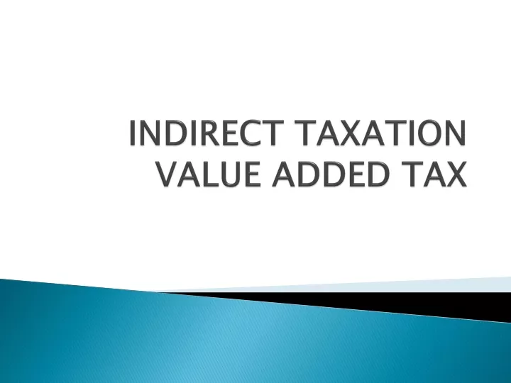 indirect taxation value added tax