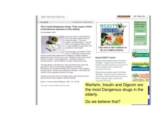 Warfarin, Insulin and Digoxin are the most Dangerous drugs in the elderly. Do we believe that?