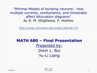 MATH 680 – Final Presentation Presented by: Diem L. Bui Yu-Li Liang