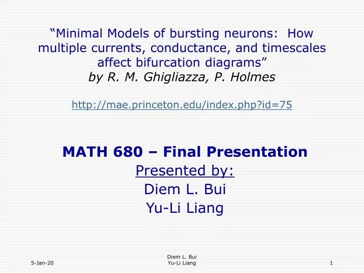 math 680 final presentation presented by diem l bui yu li liang