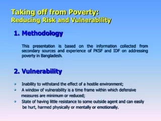 Taking off from Poverty:  Reducing Risk and Vulnerability