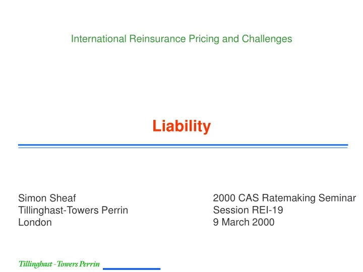 international reinsurance pricing and challenges