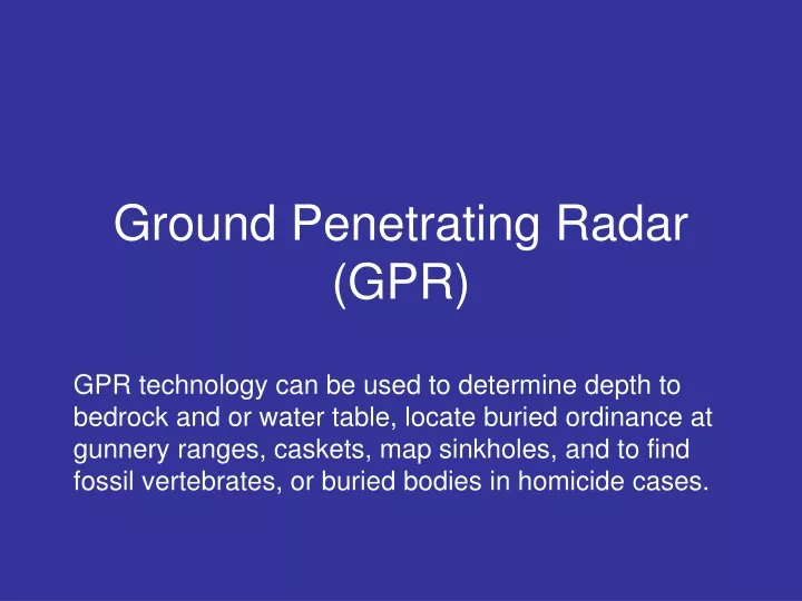 ground penetrating radar gpr