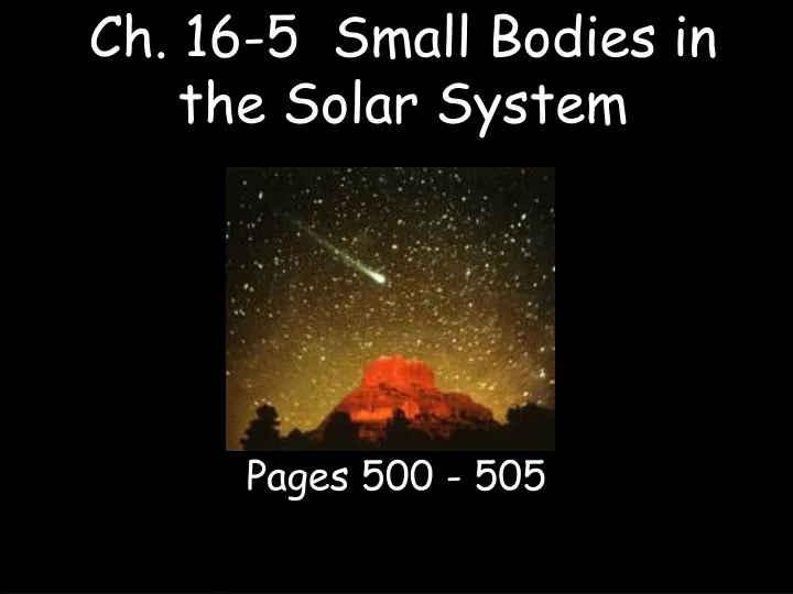 ch 16 5 small bodies in the solar system