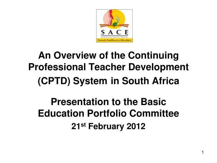 an overview of the continuing professional teacher development cptd system in south africa