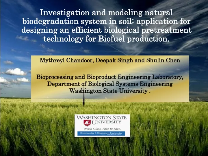 investigation and modeling natural biodegradation