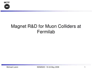 Magnet R&amp;D for Muon Colliders at Fermilab