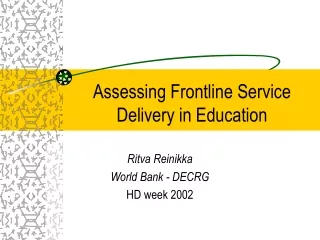 Assessing Frontline Service Delivery in Education