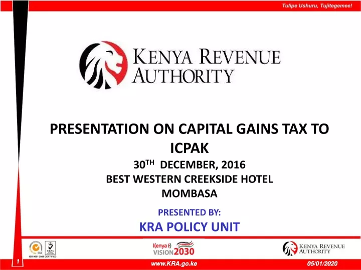 presentation on capital gains tax to icpak