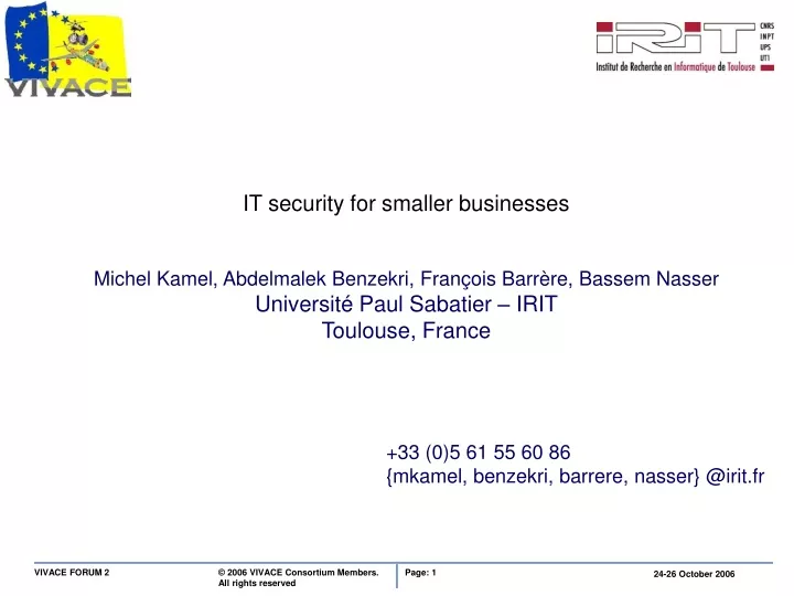 it security for smaller businesses michel kamel