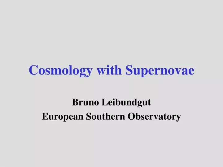 cosmology with supernovae