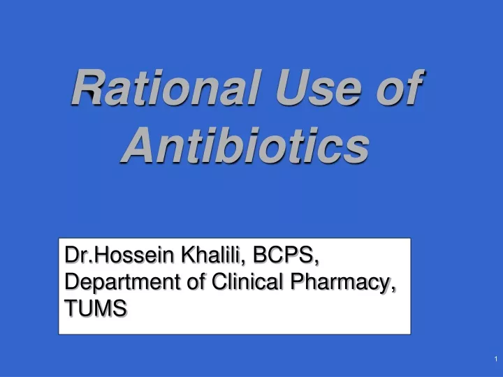 dr hossein khalili bcps department of clinical pharmacy tums