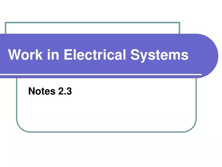 work in electrical systems