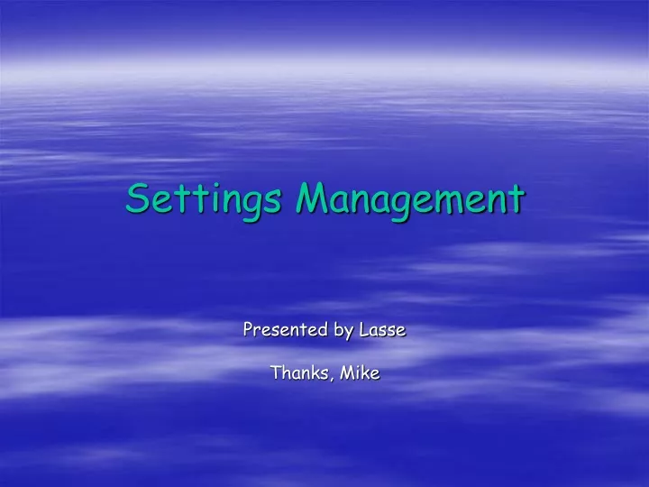 settings management
