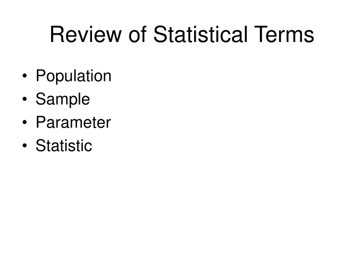 review of statistical terms