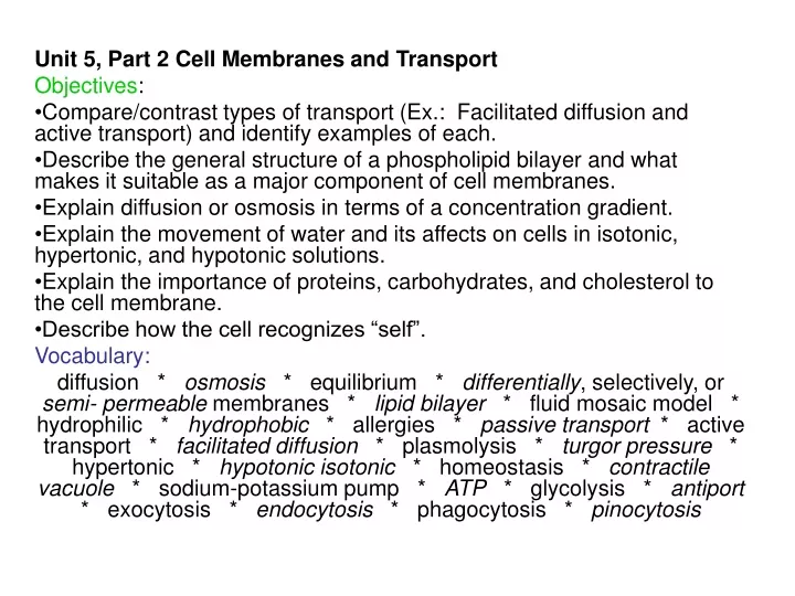 unit 5 part 2 cell membranes and transport