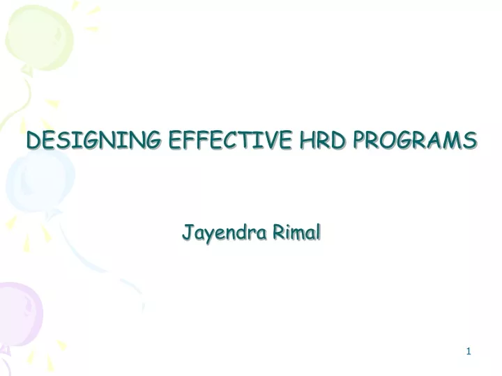 designing effective hrd programs jayendra rimal