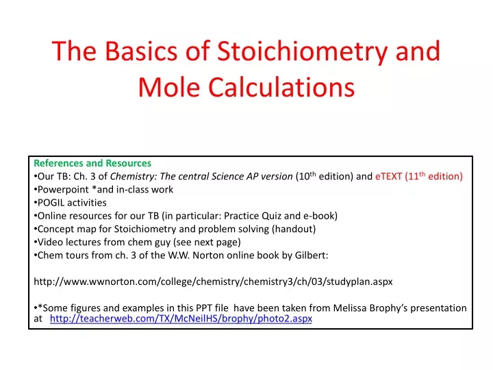 the basics of stoichiometry and mole calculations
