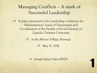 Managing Conflicts – A mark of Successful Leadership