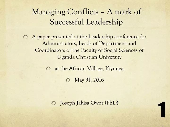 managing conflicts a mark of successful leadership