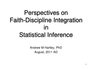 Perspectives on  Faith-Discipline Integration  in  Statistical Inference