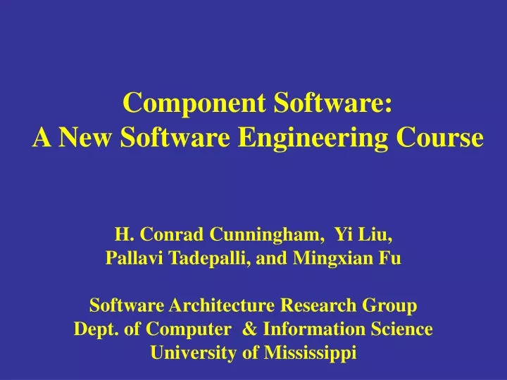 component software a new software engineering course