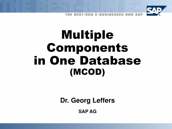 multiple components in one database mcod