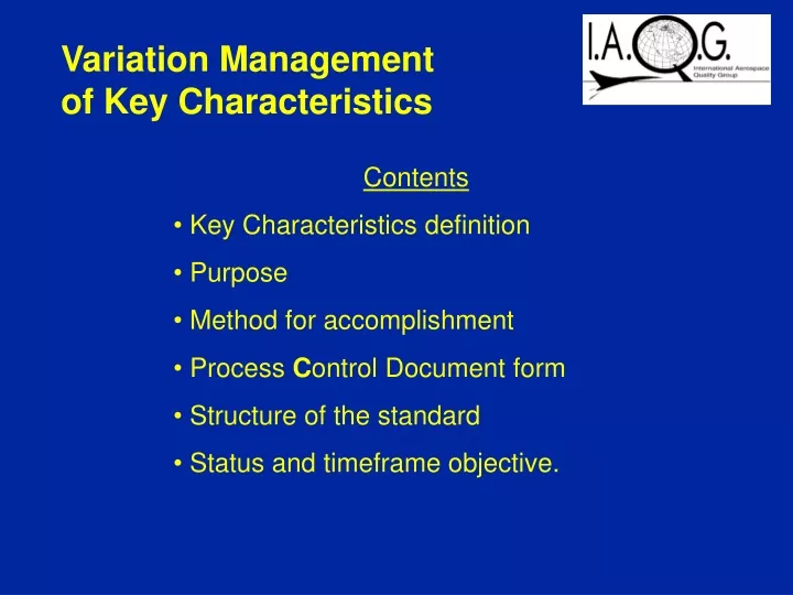 variation management of key characteristics