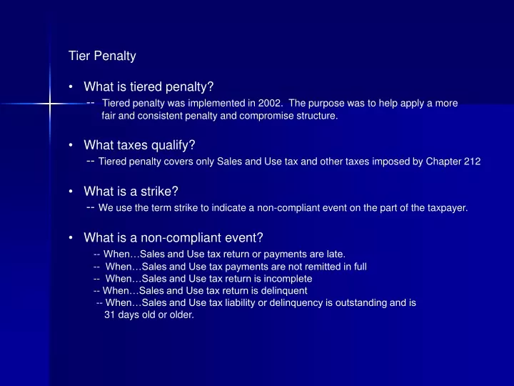 tier penalty what is tiered penalty tiered