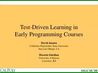 Test-Driven Learning in  Early Programming Courses