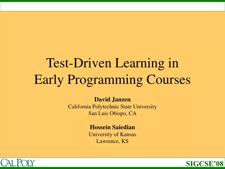 test driven learning in early programming courses