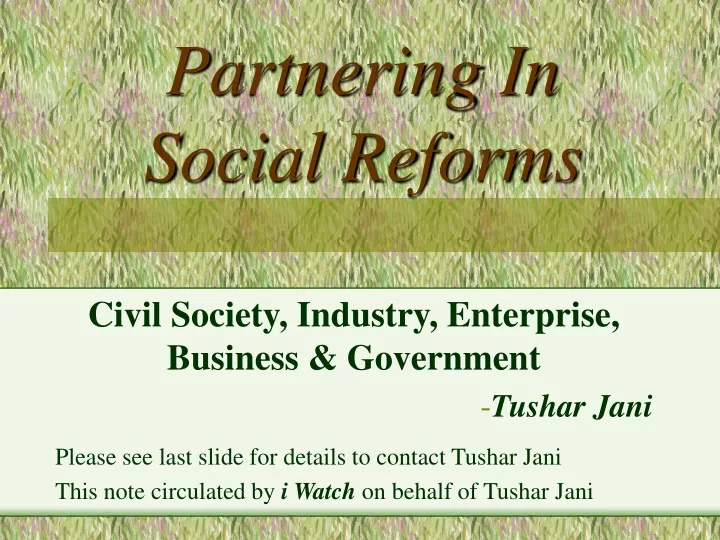 partnering in social reforms