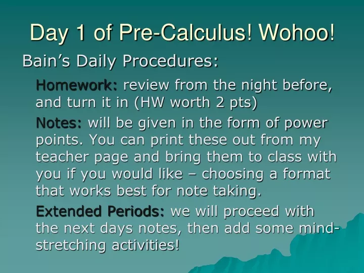 day 1 of pre calculus wohoo