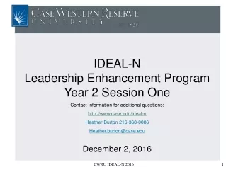 IDEAL-N  Leadership Enhancement Program Year 2 Session One