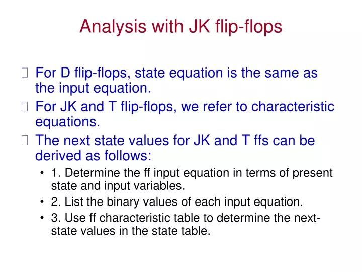analys is with jk flip flops