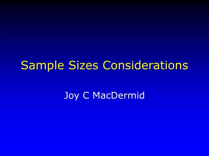 sample sizes considerations