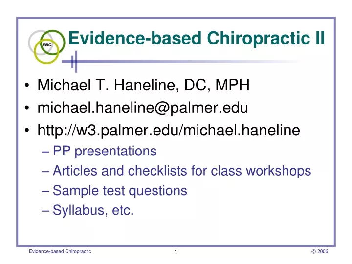 evidence based chiropractic ii