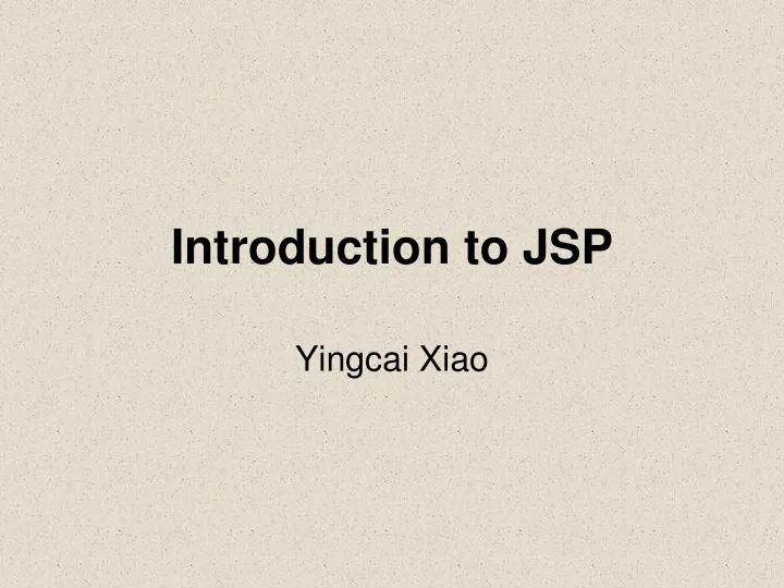 introduction to jsp