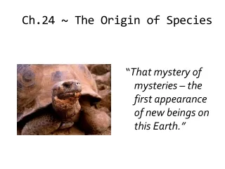 Ch.24 ~ The Origin of Species