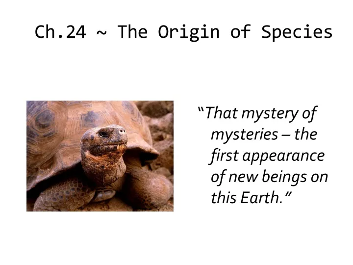 ch 24 the origin of species