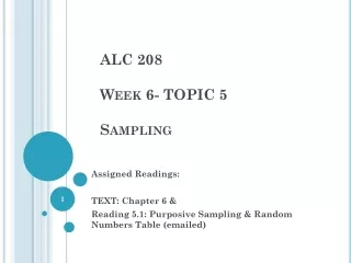 ALC 208 Week 6- TOPIC 5 Sampling