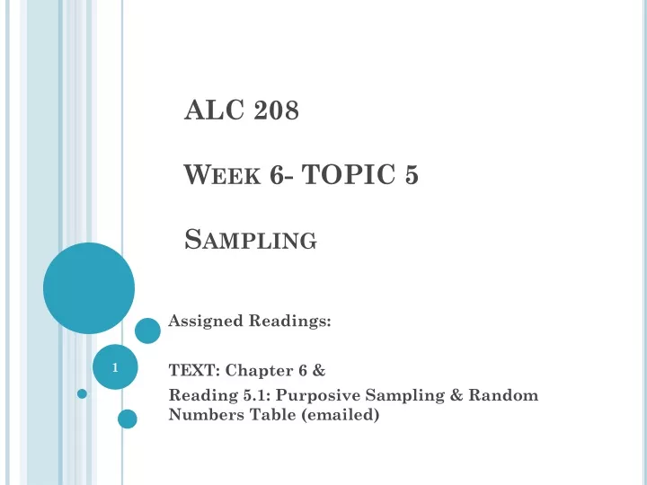 alc 208 week 6 topic 5 sampling
