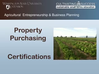 Agricultural  Entrepreneurship &amp; Business Planning