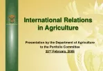 International Relations in Agriculture