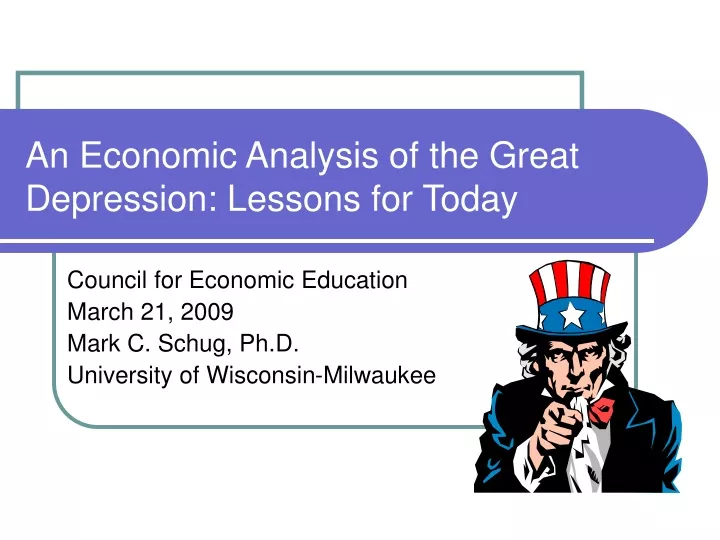 an economic analysis of the great depression lessons for today