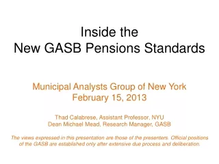 Inside the New GASB Pensions Standards