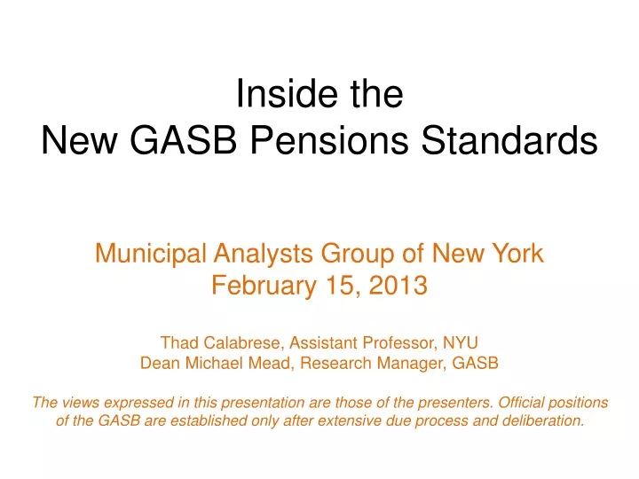 inside the new gasb pensions standards