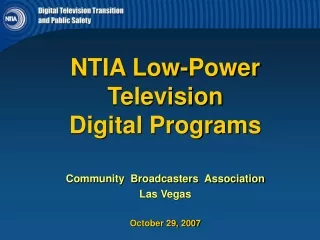 NTIA Low-Power Television  Digital Programs Community  Broadcasters  Association Las Vegas